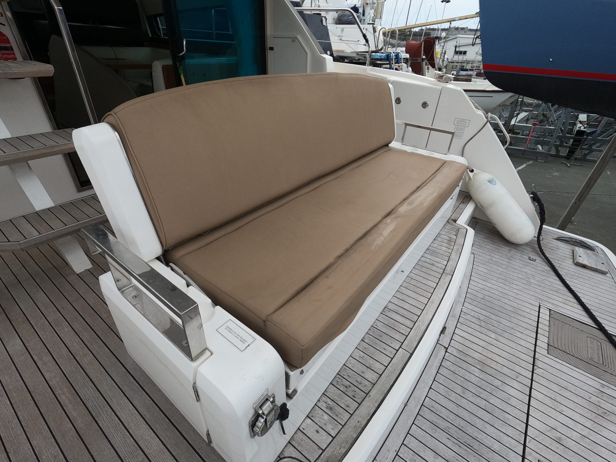 A preowned yacht exterior seating ready to be transformed
