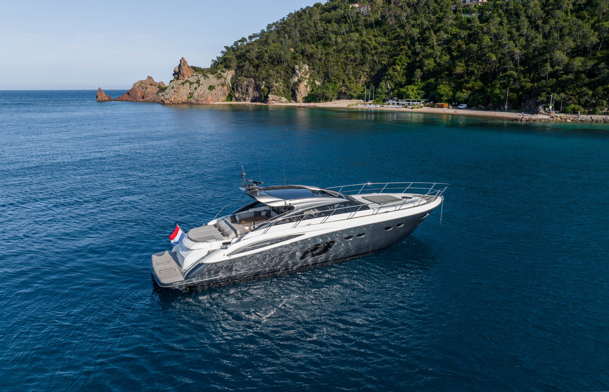 Princess V62-s yacht in the Mediterranean