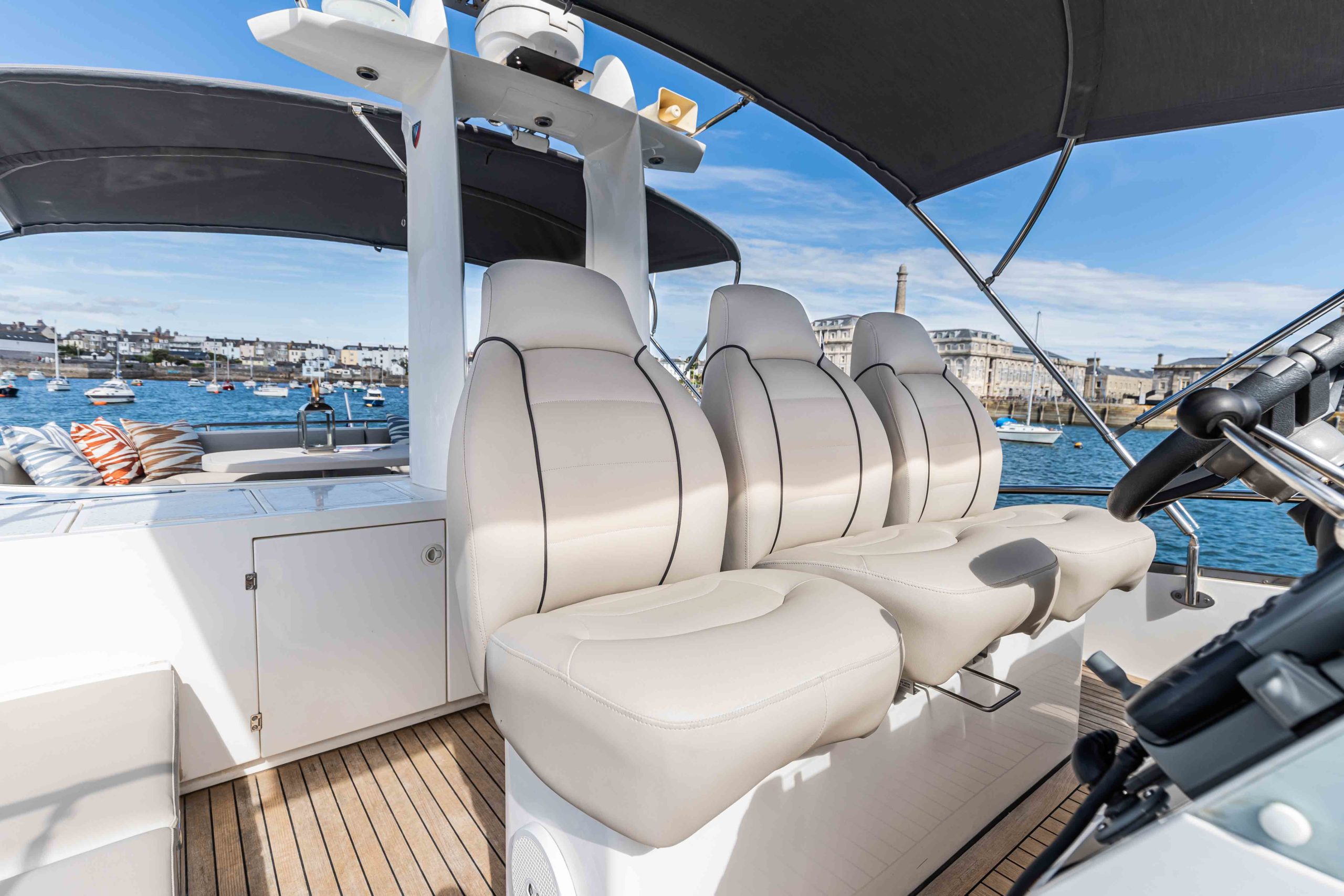Beautifully refurbished exterior yacht helmseats