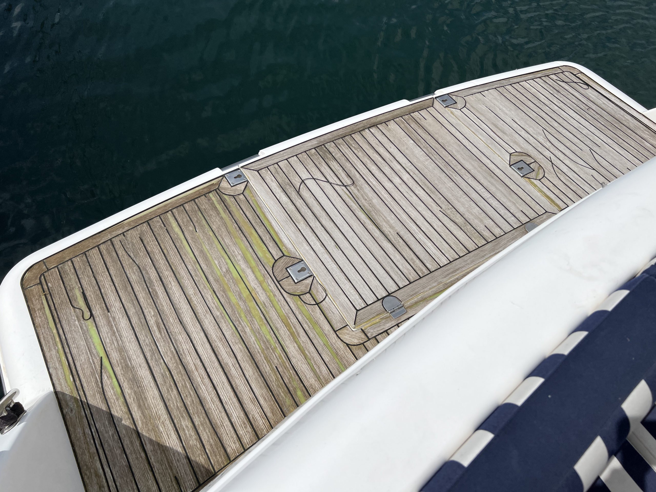 Princess 460 showing the bathing platform with tired teak