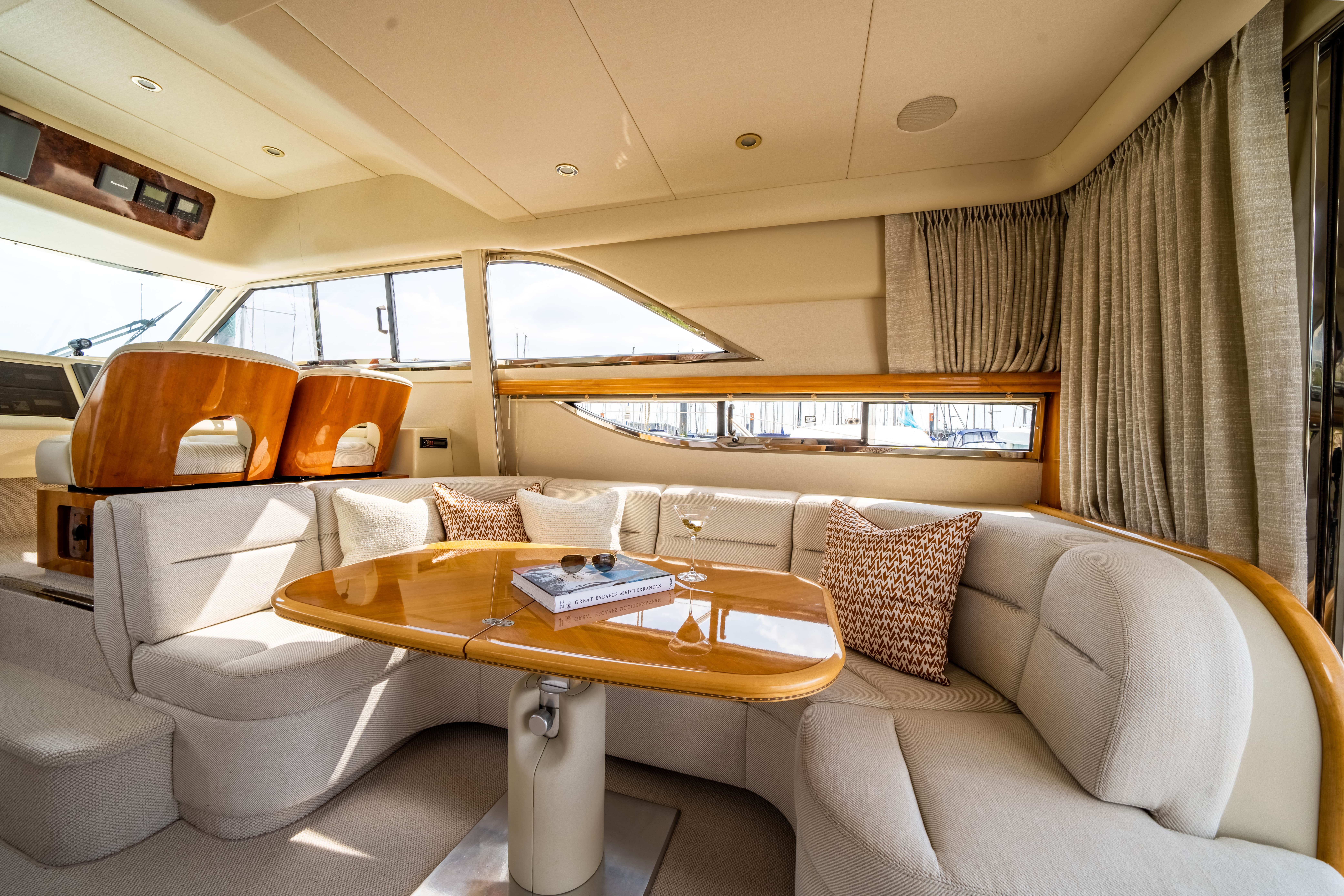 Princess 460 showing the saloon sofa after refit