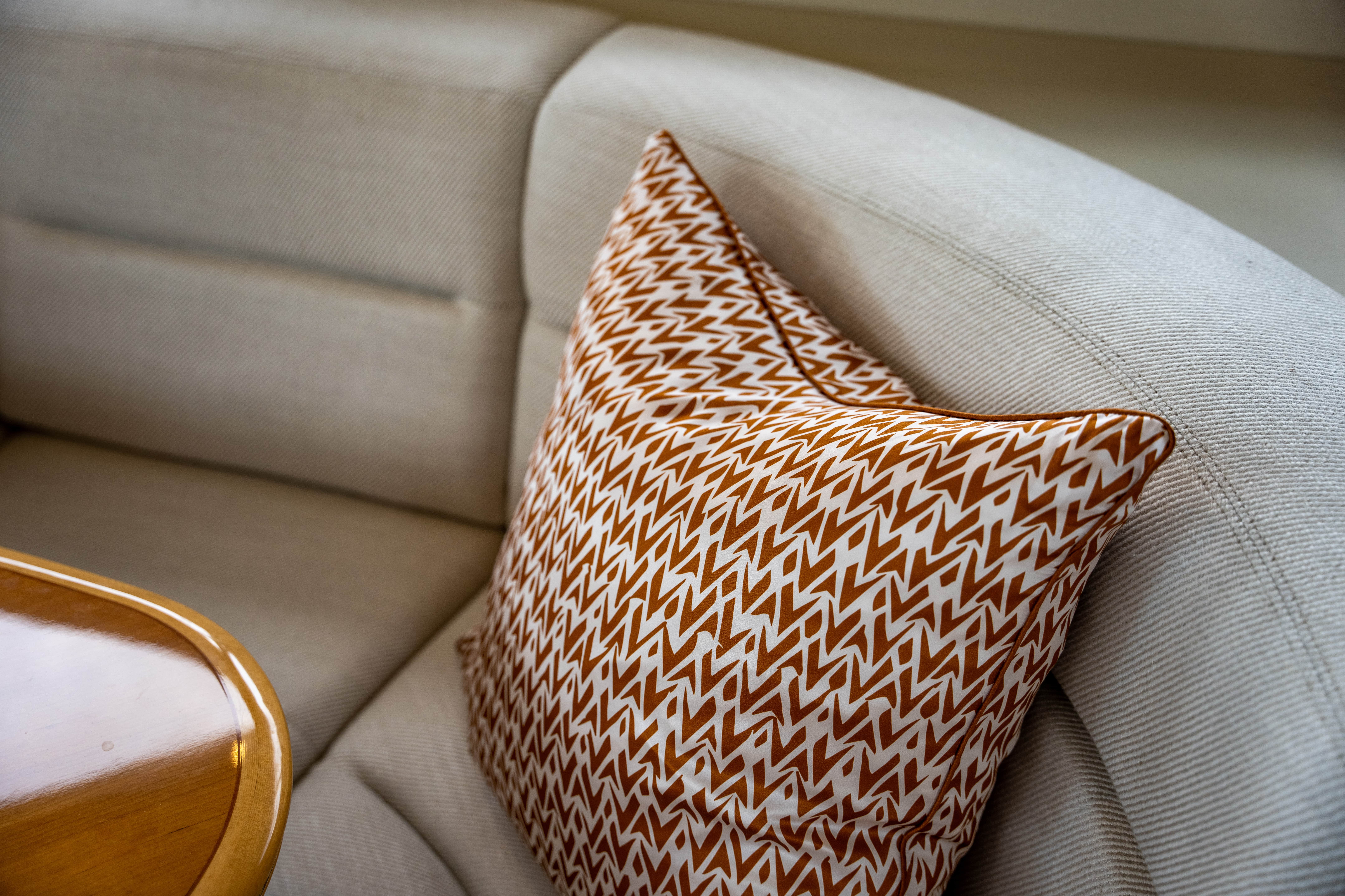 Princess 460 showing the saloon sofa cushion detail after refit