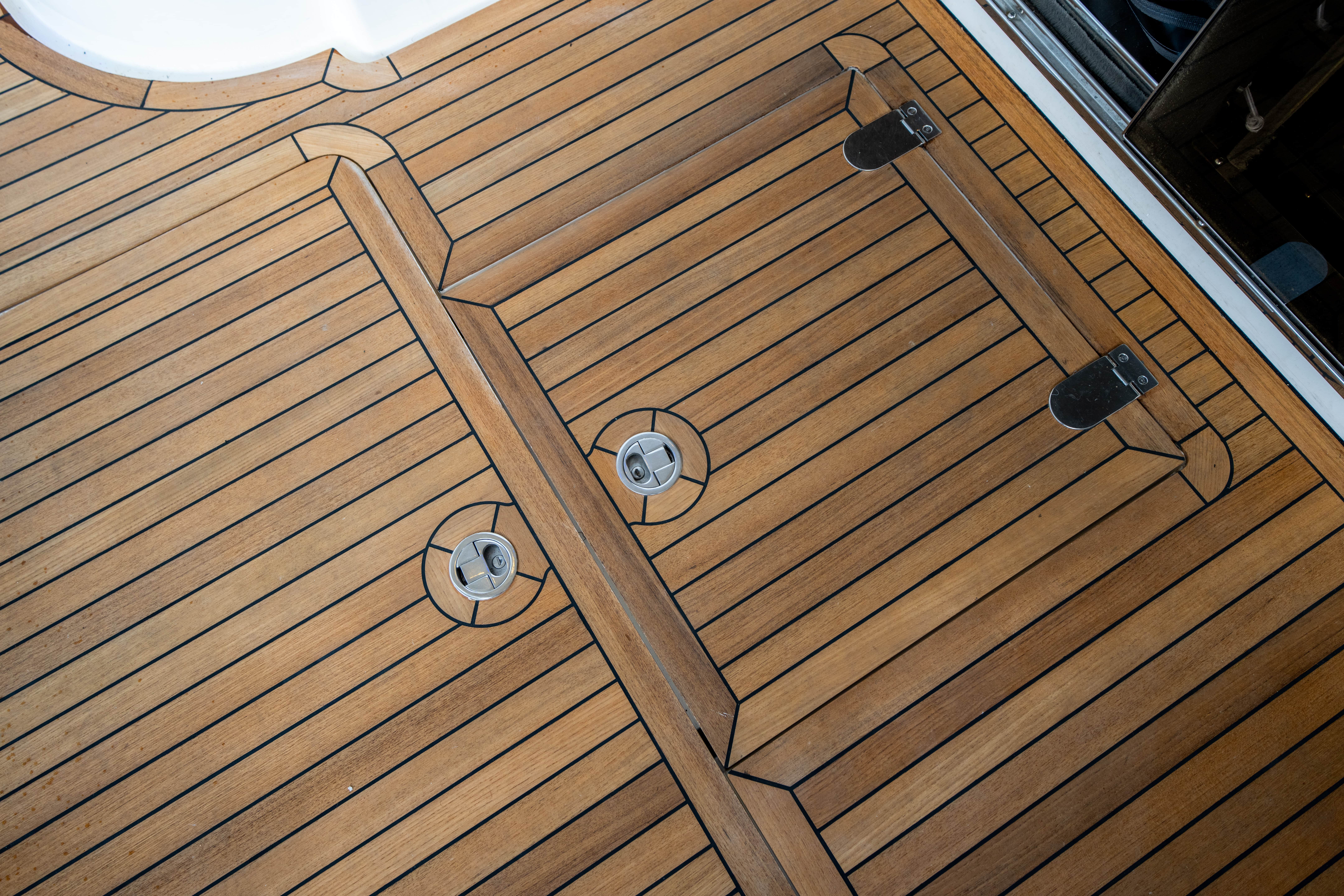 Princess 460 showing the cockpit with new teak