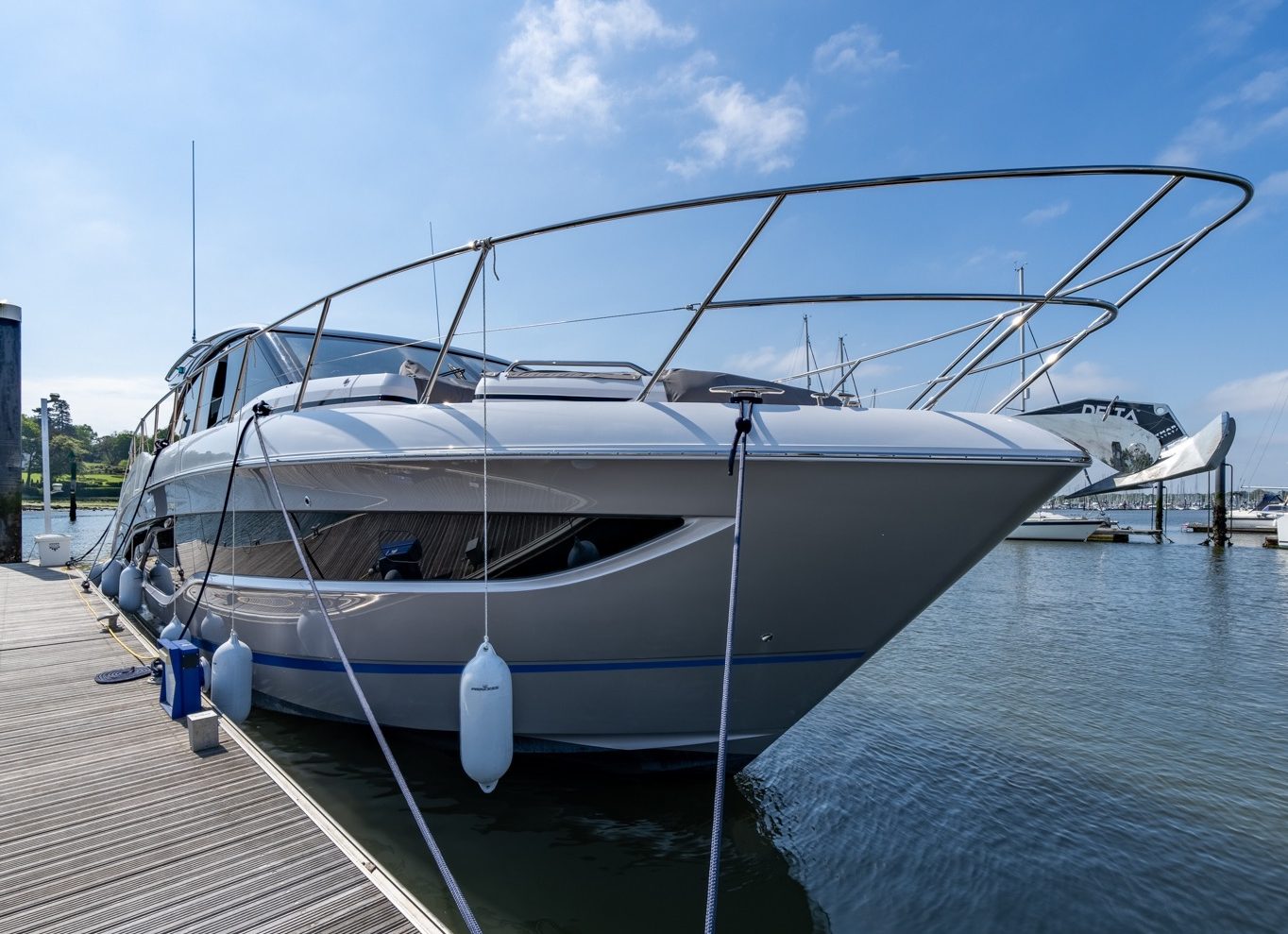 Yacht moored in a Plymouth marina in the UK